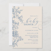 Elegant  blauw beige Baby shower Kaart (Voorkant)