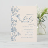 Elegant  blauw beige Baby shower Kaart (Staand voorkant)