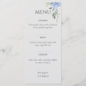 Elegant Blauw Beige Hydrangea Bruiloft Menu (Voorkant)
