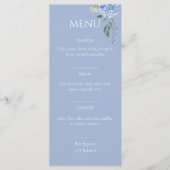 Elegant Blauw Beige Hydrangea Bruiloft Menu (Voorkant)
