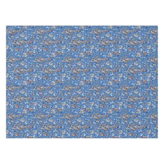 Elegant blauw blad bessen botanisch patroon tafelkleed (Voorkant (Horizontaal))