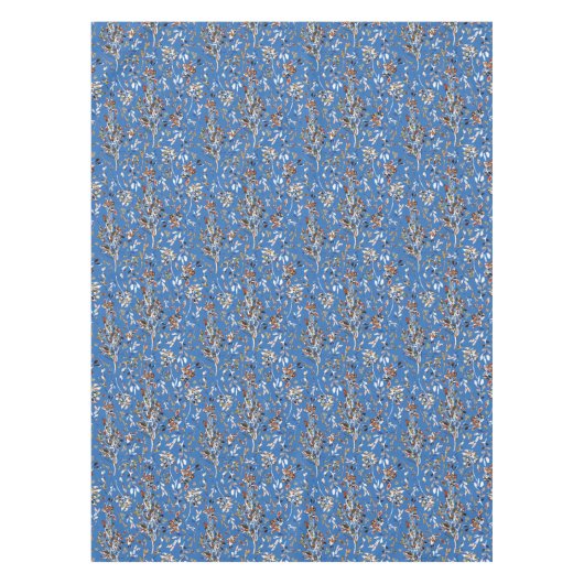 Elegant blauw blad bessen botanisch patroon tafelkleed (Voorkant)