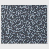 Elegant blauw blad William Morris Geïnspireerd Cadeaupapier (Vlak)