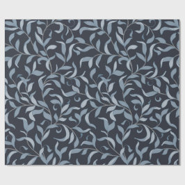 Elegant blauw blad William Morris Geïnspireerd Cadeaupapier