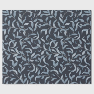 Elegant blauw blad William Morris Geïnspireerd Cadeaupapier