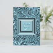 Elegant blauw Blauwgroen blauw bruiloft RSVP (Staand voorkant)