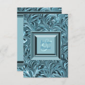 Elegant blauw Blauwgroen blauw bruiloft RSVP (Voorkant / Achterkant)
