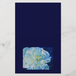 Elegant blauw blauwgroen bloemen waterverf briefpapier