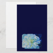 Elegant blauw blauwgroen bloemen waterverf briefpapier (Voorkant / Achterkant)
