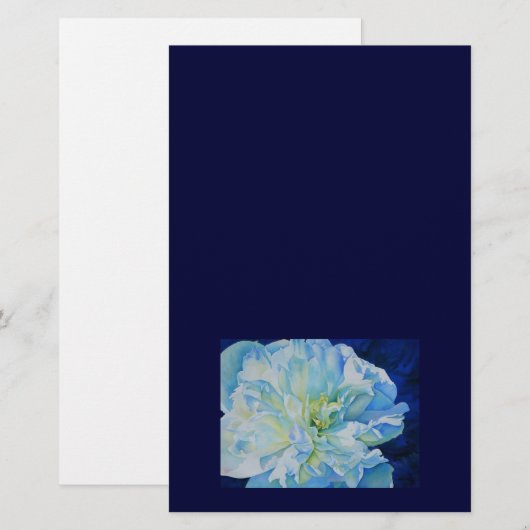 Elegant blauw blauwgroen bloemen waterverf briefpapier (Voorkant / Achterkant)