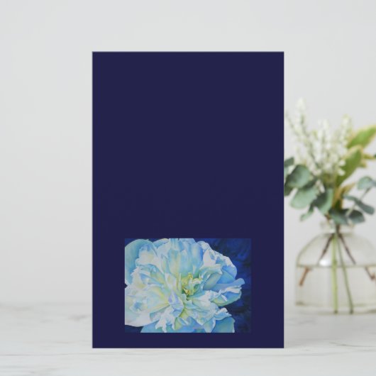Elegant blauw blauwgroen bloemen waterverf briefpapier (Staand voorkant)