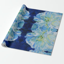 Elegant blauw blauwgroen bloemen waterverf cadeaupapier