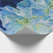 Elegant blauw blauwgroen bloemen waterverf cadeaupapier (Hoek)