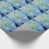 Elegant blauw blauwgroen bloemen waterverf cadeaupapier (Hoek)