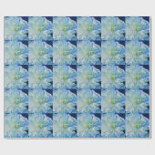 Elegant blauw blauwgroen bloemen waterverf cadeaupapier (Vlak)