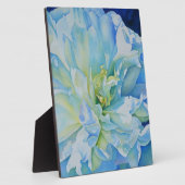 Elegant blauw blauwgroen bloemen waterverf fotoplaat (Zijkant)