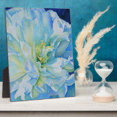 Elegant blauw blauwgroen bloemen waterverf fotoplaat (Zijkant)