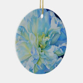 Elegant blauw blauwgroen bloemen waterverf keramisch ornament (Rechts)