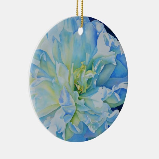 Elegant blauw blauwgroen bloemen waterverf keramisch ornament (Rechts)