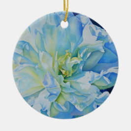 Elegant blauw blauwgroen bloemen waterverf keramisch ornament