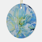 Elegant blauw blauwgroen bloemen waterverf keramisch ornament (Links)