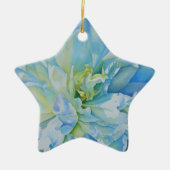 Elegant blauw blauwgroen bloemen waterverf keramisch ornament (Voorkant)