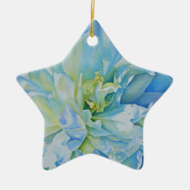 Elegant blauw blauwgroen bloemen waterverf keramisch ornament