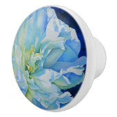 Elegant blauw blauwgroen bloemen waterverf keramische knop (Rechts)