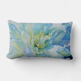 Elegant blauw blauwgroen bloemen waterverf kussen