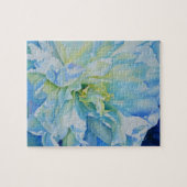 Elegant blauw blauwgroen bloemen waterverf legpuzzel (Horizontaal)