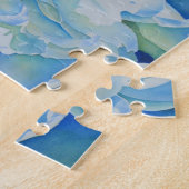 Elegant blauw blauwgroen bloemen waterverf legpuzzel (Zijkant)