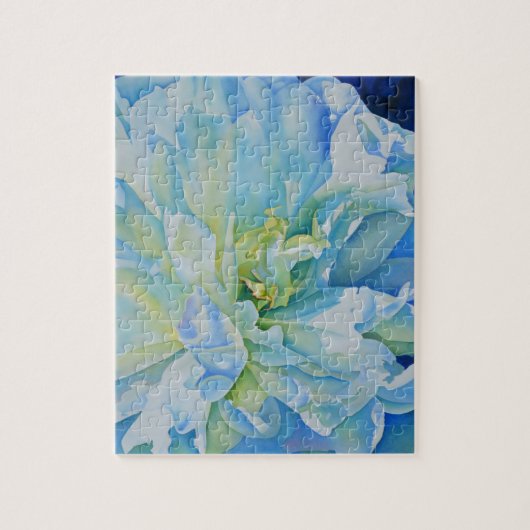 Elegant blauw blauwgroen bloemen waterverf legpuzzel (Verticaal)