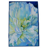 Elegant blauw blauwgroen bloemen waterverf medium cadeauzakje (Voorkant)