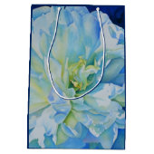 Elegant blauw blauwgroen bloemen waterverf medium cadeauzakje (Achterkant)