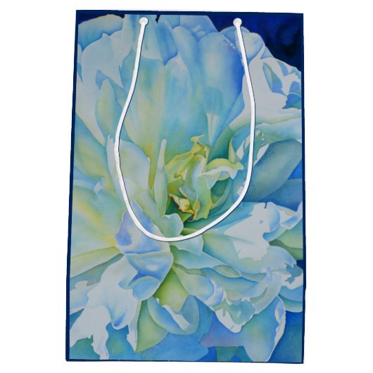 Elegant blauw blauwgroen bloemen waterverf medium cadeauzakje