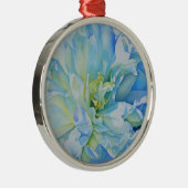 Elegant blauw blauwgroen bloemen waterverf metalen ornament (Rechts)