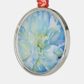 Elegant blauw blauwgroen bloemen waterverf metalen ornament (Links)