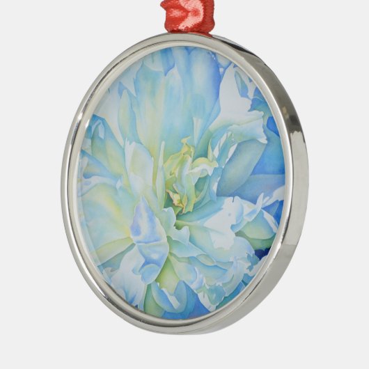 Elegant blauw blauwgroen bloemen waterverf metalen ornament (Links)