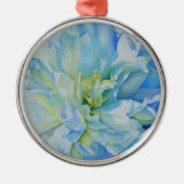 Elegant blauw blauwgroen bloemen waterverf metalen ornament (Voorkant)