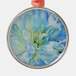 Elegant blauw blauwgroen bloemen waterverf metalen ornament