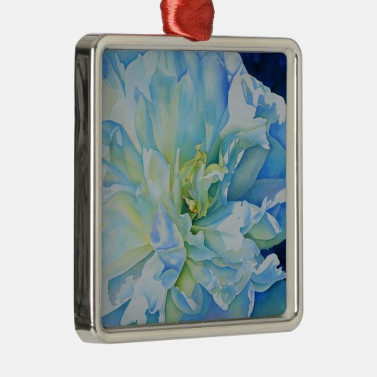 Elegant blauw blauwgroen bloemen waterverf metalen ornament (Rechts)