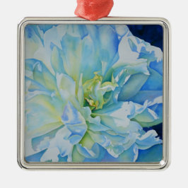 Elegant blauw blauwgroen bloemen waterverf metalen ornament
