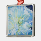 Elegant blauw blauwgroen bloemen waterverf metalen ornament (Links)