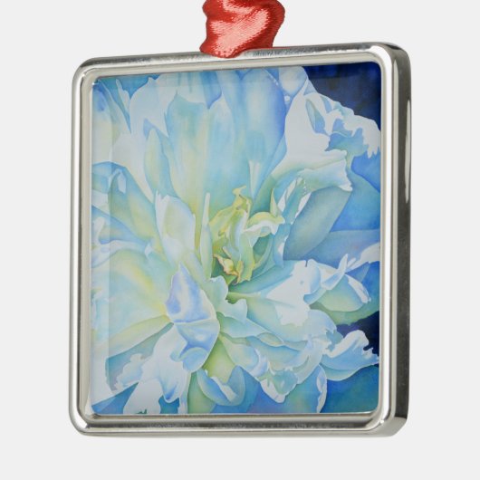 Elegant blauw blauwgroen bloemen waterverf metalen ornament (Links)