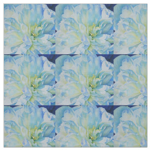 Elegant blauw blauwgroen bloemen waterverf stof