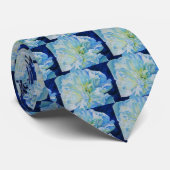 Elegant blauw blauwgroen bloemen waterverf stropdas (Opgerold)