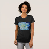 Elegant blauw blauwgroen bloemen waterverf t-shirt (Voorkant volledig)