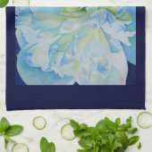 Elegant blauw blauwgroen bloemen waterverf theedoek (Gevouwen)