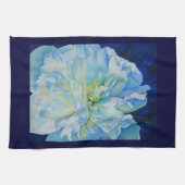 Elegant blauw blauwgroen bloemen waterverf theedoek (Horizontaal)