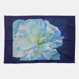 Elegant blauw blauwgroen bloemen waterverf theedoek